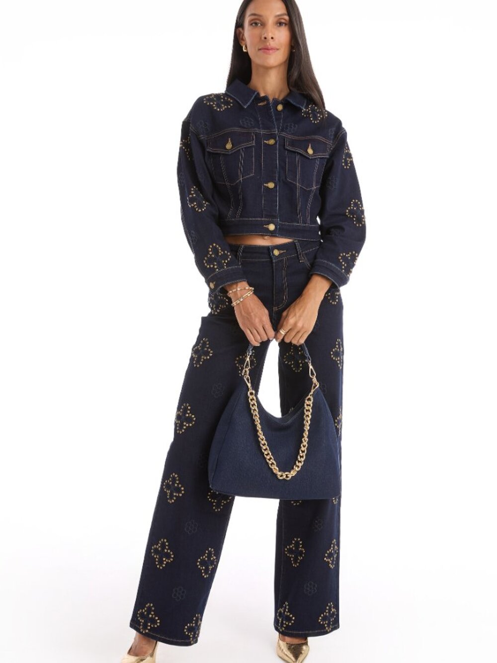 THE NOLI SHOP Tribeca Chain Denim Bag Indigo, New with tag - Picture 4 of 5
